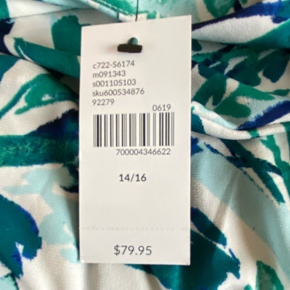 Lane Bryant Sleeveless Ruched Front Tropical Print Sheath Dress Size 14 / 16 - Picture 11 of 11